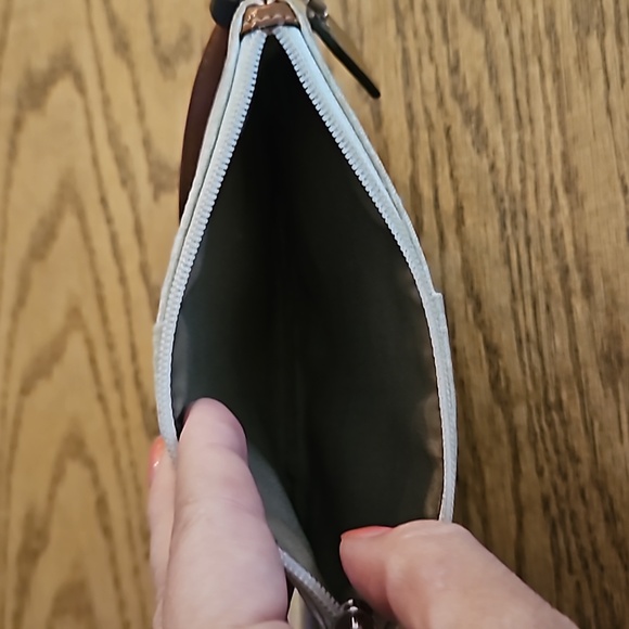 Coach Cream Signature wristlet with brown leather trim - Picture 4 of 13